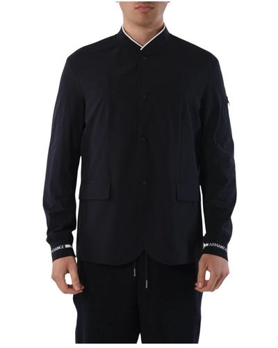 Armani Exchange Nylon-blazer mit geripptem kragen - Schwarz