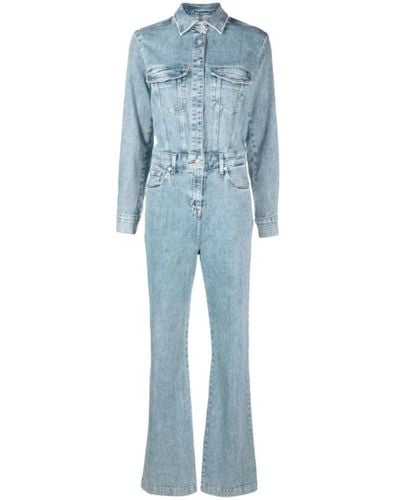 7 For All Mankind Hellblauer denim jumpsuit morning sky,jumpsuits 7 for all kind
