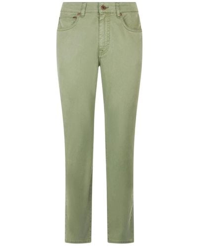 Boglioli Pantaloni in cotone e seta con texture diagonale - Verde