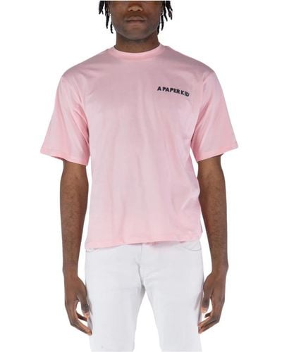 A PAPER KID T-shirt girocollo con stampa - Rosa
