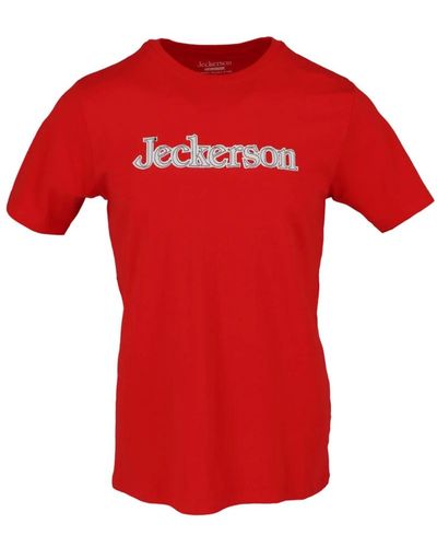 Jeckerson Magliette uomo rosso con stampa