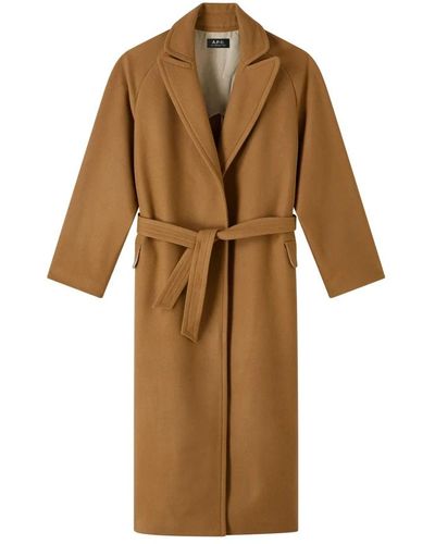 A.P.C. Belted Coats - Brown