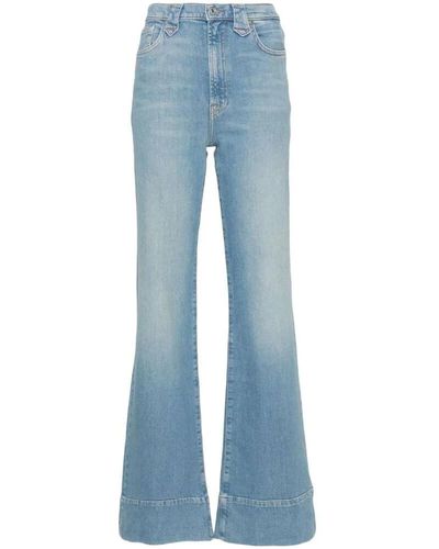 7 For All Mankind Flared hem high-rise denim jeans - Blu