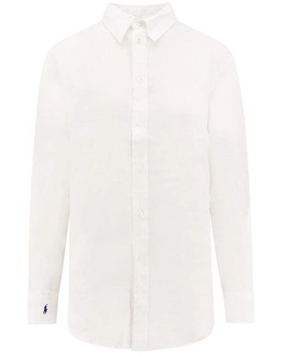 Polo Ralph Lauren Leinenhemd mit spitzkragen - Weiß