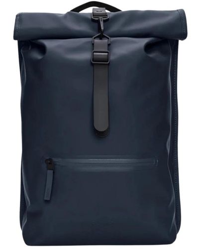 Rains Marineblauer rolltop-rucksack w3 47 marineblaue tasche