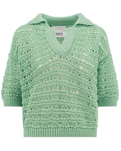 Erika Cavallini Semi Couture V-Neck Knitwear - Green