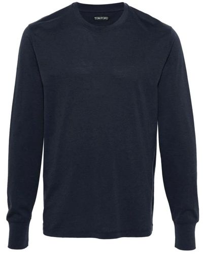 Tom Ford Lyocell/baumwoll rundhals sweatshirt - Blau