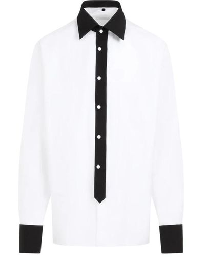 Prada Weißes baumwollhemd mit schwarzen akzenten