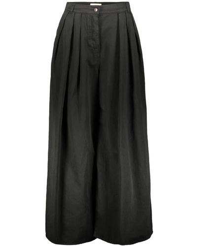 The Row Pantalón ancho de algodón y lino teñido - Negro
