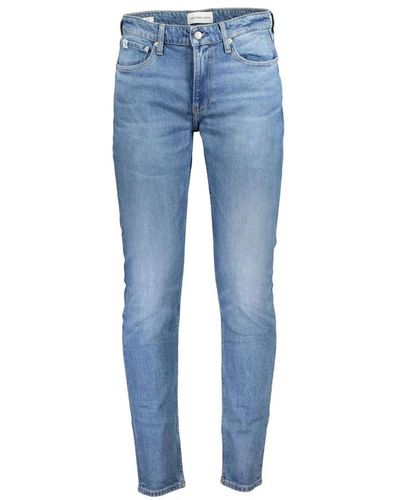 Calvin Klein Slim taper jeans wascheffekt - Blau