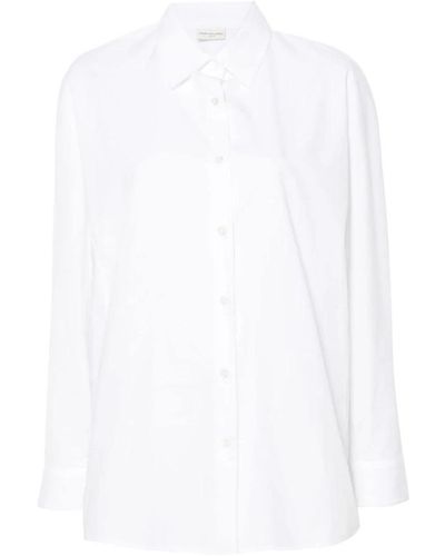 Dries Van Noten Weiße baumwoll-popeline-hemd mit nahtdetails