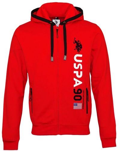 U.S. POLO ASSN. Stylisches zip-through sweatshirt für männer - Rot
