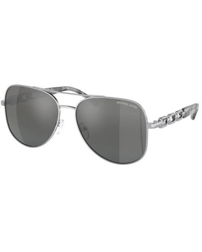 Michael Kors Stilvolle sonnenbrille mit silberrahmen - Grau