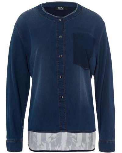 Tuzzi Bluse mit sportlichem design und verlängertem, kontrastierendem rücken - Blau