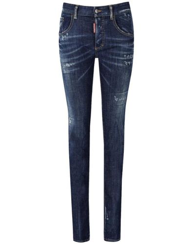 DSquared² 24/7 Dunkelblaue Skinny Jeans mit Rissen und Wascheffekt