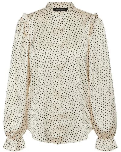 Bruuns Bazaar Feminine bluse mit puffärmeln - Weiß