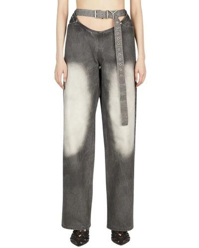 Y. Project Arc jeans mit gürtel und acid wash - Grau