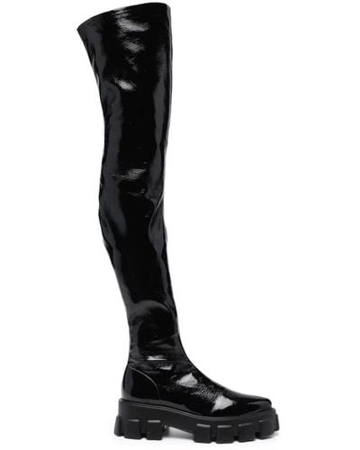 Prada Over-Knee Boots - Black