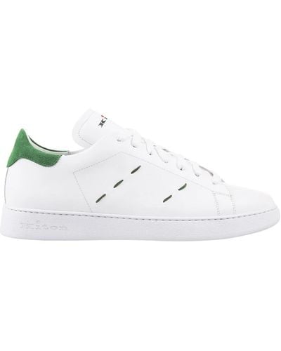 Kiton Grüne low-top-sneakers aus weißem leder