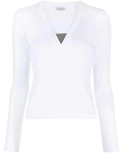 Brunello Cucinelli V-Neck Knitwear - White
