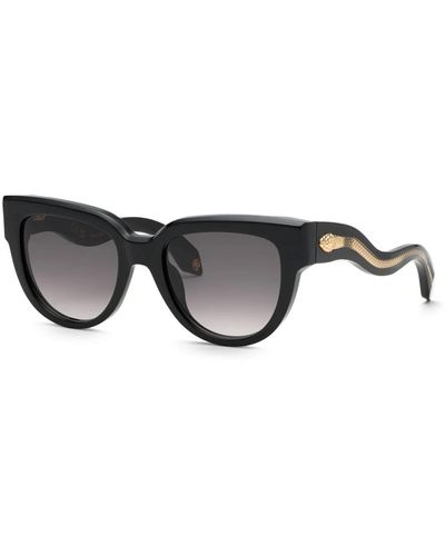 Roberto Cavalli Sonnenbrille quadratisch schwarz glänzend