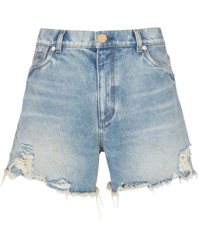 Balmain Jeansshorts im vintage-look,raw cut denim shorts - Blau