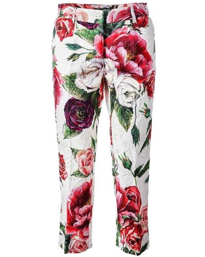 Dolce & Gabbana Pantaloni fiori donna - Rosso