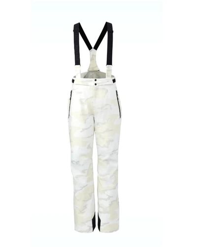 Mackage Pantaloni da sci fantasia con bretelle e zip alla caviglia - Bianco
