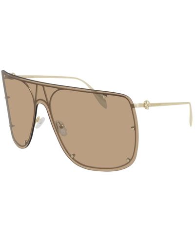 Alexander McQueen Gold/braune sonnenbrille - Weiß