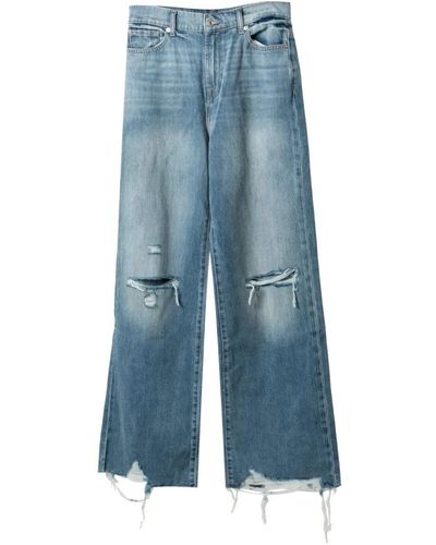 7 For All Mankind Distressed wideleg jeans - Blu