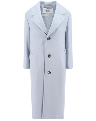 Ami Paris Classico cappotto blu in lana