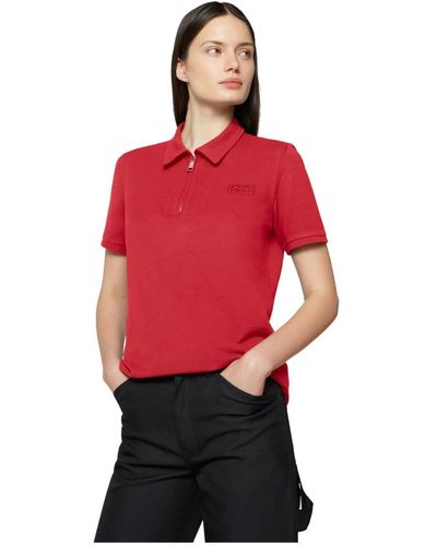 Add Stilvolles polo piquet shirt mit reißverschluss - Rot