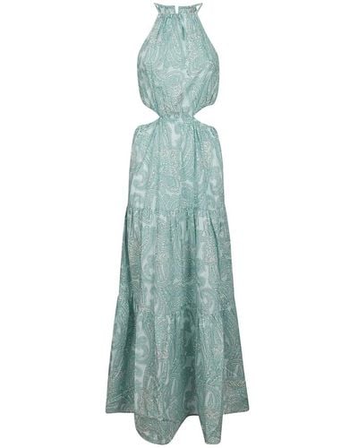 Mc2 Saint Barth Kaby baumwolle kaschmir vibe pullover,gemustert ärmelloses langes kleid mit seitenschlitzen - Grün