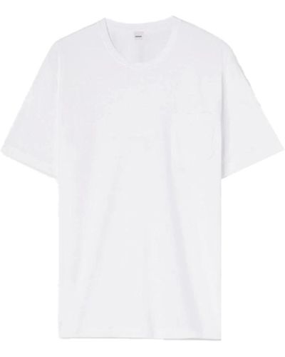 Aspesi Weißes t-shirt mit rundhalsausschnitt und tasche