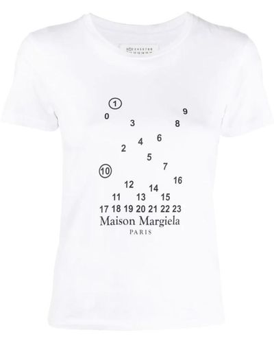 Maison Margiela E Baumwoll-T-Shirt mit Ikonischem Logo - Weiß