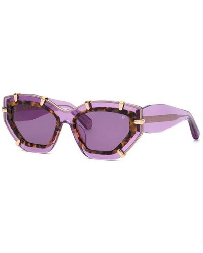 Philipp Plein Glänzende transp. lila violette sonnenbrille