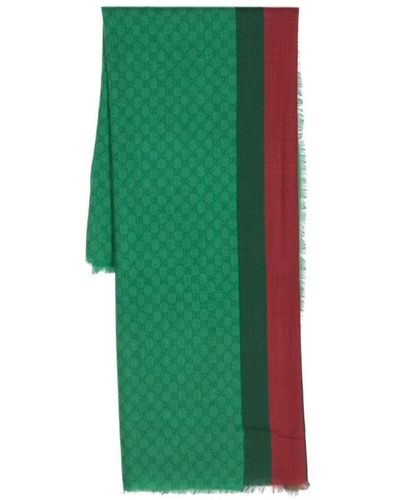 Gucci Sciarpa in lana verde con logo interlocking-g
