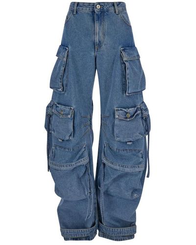 The Attico Cargo high waist denim jeans - Azul