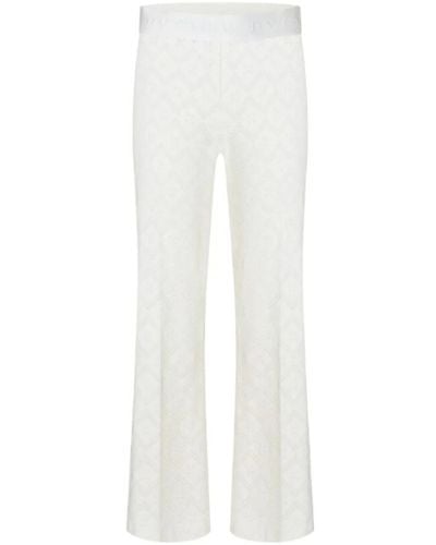 Cambio Cropped flare crochet pantalones en blanco