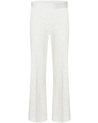 Cambio Cropped flare crochet pantaloni in bianco