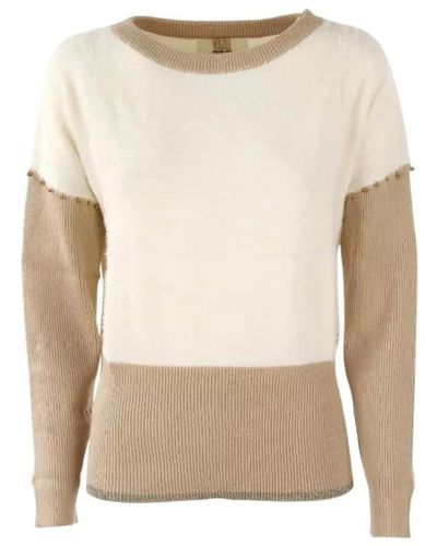 Yes-Zee Round-Neck Knitwear - Natural