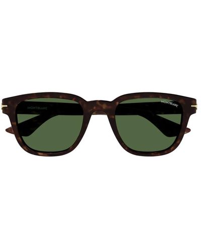 Montblanc Sonnenbrille mit quadratischem acetatrahmen in dunkelbrauner schildpatt-optik - Grün