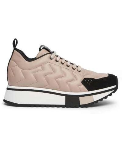 Fabi Sneaker in pelle effetto geometrico - Marrone