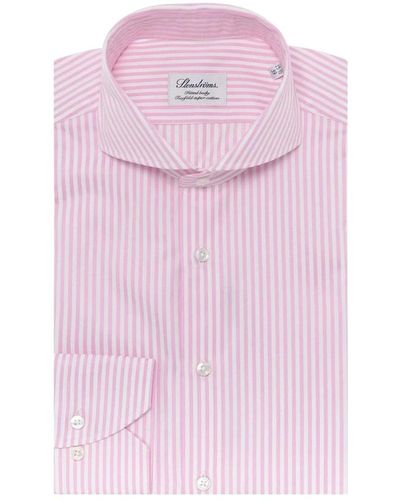 Stenströms Formelles Hemd mit Stretch und Herringbone-Muster - Pink