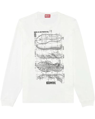 DIESEL Langarm-t-shirt mit prototype-print - Weiß