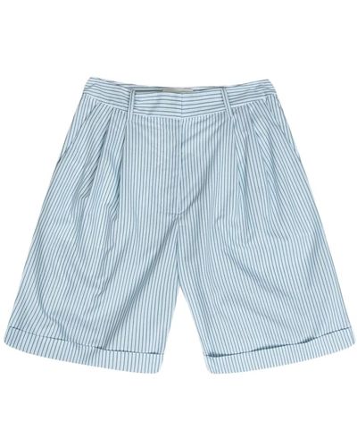 Munthe Shorts a righe con pieghe e pieghe - Blu
