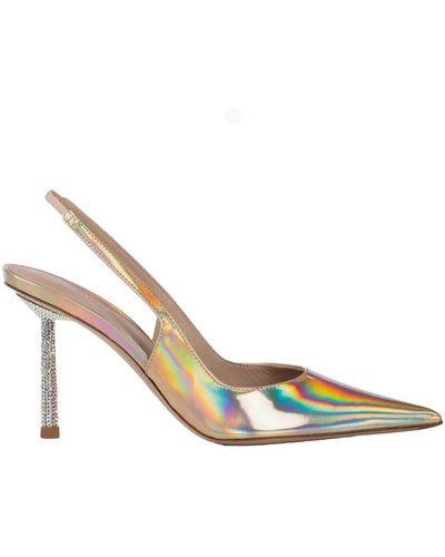 Le Silla Iridescent slingback sandali con tacco a stiletto di cristallo - Metallizzato