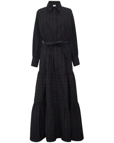 Ines De La Fressange Paris Elegante abito nero lena con balze