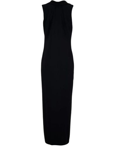 Versace Ärmelloses langes kleid mit wasserfallausschnitt - Schwarz