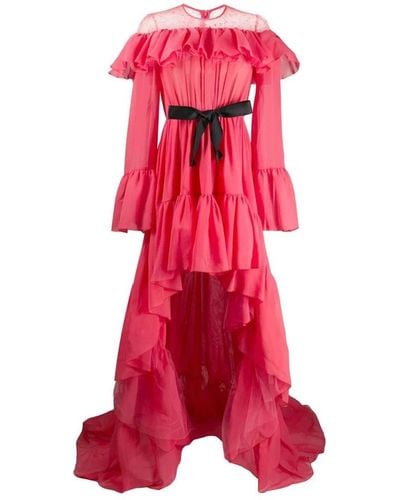 Giambattista Valli Asymmetric Ruffled Gown - Red